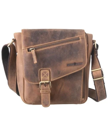 Geanta umar unisex piele naturala maro antichizat 26 x 25 cm, Vintage „Pentru Revolver”,  Maro antichizat