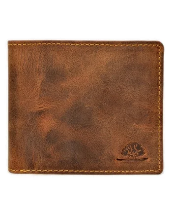 Portofel barbati piele naturala maro antichizat 12 x 10 cm (1672-25), Vintage,  Maro antichizat
