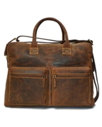 Geanta umar unisex piele naturala maro antichizat 42 x 28 cm, Vintage, Maro antichizat