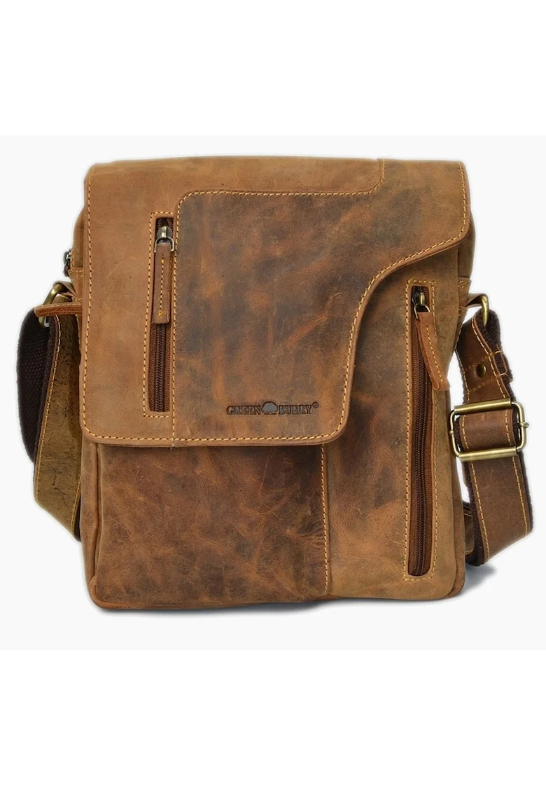 Geanta umar unisex piele naturala maro antichizat 25 x 30 cm, Vintage,  Maro antichizat