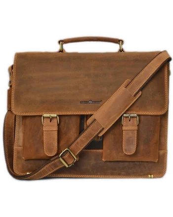 Geanta umar unisex piele naturala maro antichizat 39.5 x 31.5 x 14.0 cm, Vintage,  Maro antichizat