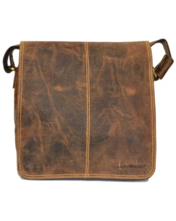 Geanta umar unisex piele naturala maro antichizat 28 x 27 cm, Vintage,  Maro antichizat