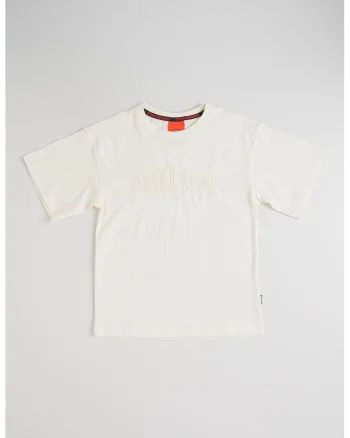 Tricou de bumbac cu logo brodat, Alb fildes