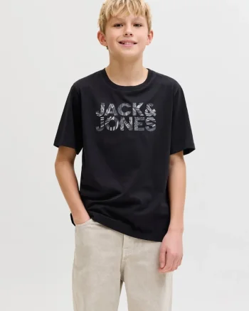 Tricou din bumbac organic cu imprimeu logo, Negru