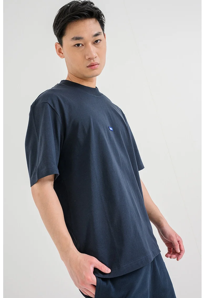 Tricou cu decolteu la baza gatului si logo Nieros, Bleumarin
