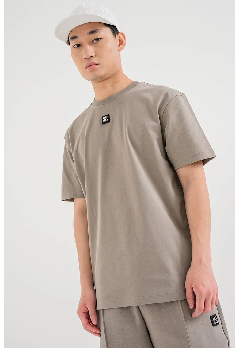 Tricou de bumbac cu decolteu la baza gatului Dalile, Bej