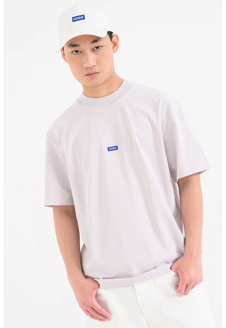 Tricou cu decolteu la baza gatului si logo Nieros, Albastru royal/Lila