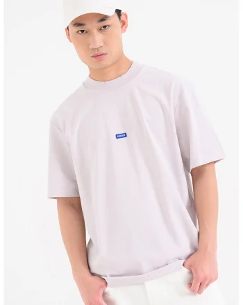 Tricou cu decolteu la baza gatului si logo Nieros, Albastru royal/Lila