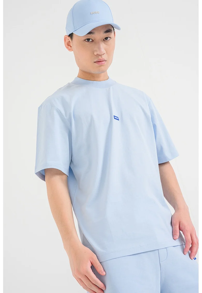 Tricou cu decolteu la baza gatului si logo Nieros, Albastru deschis
