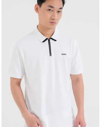 Tricou polo cu fenta cu fermoar Dalomino, Alb