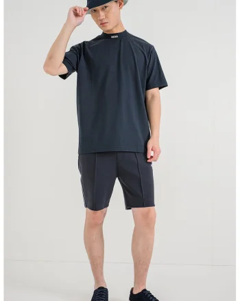 Tricou relaxed fit cu guler scurt, Albastru ultramarin