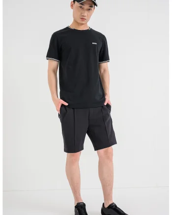 Tricou regular fit cu decolteu la baza gatului Taul, Negru stins