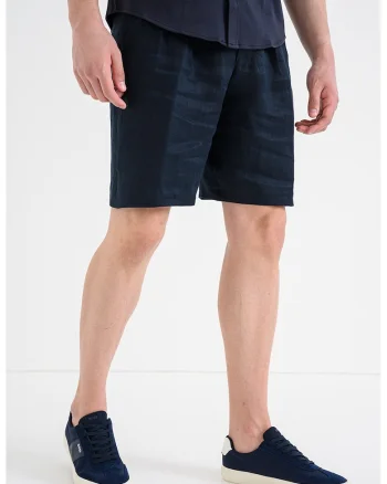 Pantaloni scurti de in cu talie medie, Albastru ultramarin