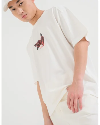 Tricou de bumbac cu imprimeu pe spate, Alb