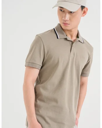 Tricou polo cu logo brodat, Verde masliniu