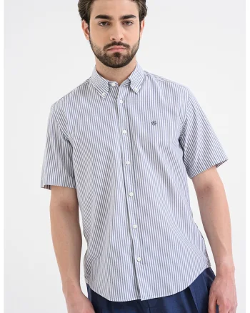 Camasa regular fit in dungi, Alb/Bleumarin