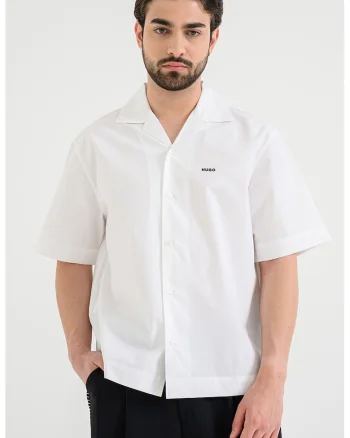 Camasa relaxed fit de bumbac, Alb optic