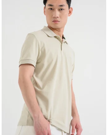 Tricou polo regular fit cu logo, Verde pal