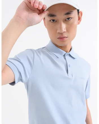 Tricou polo regular fit cu logo, Albastru pastel