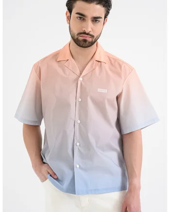 Camasa cu model tie-dye, logo si maneci scurte, Piersica