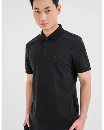 Tricou polo regular fit cu logo, Negru