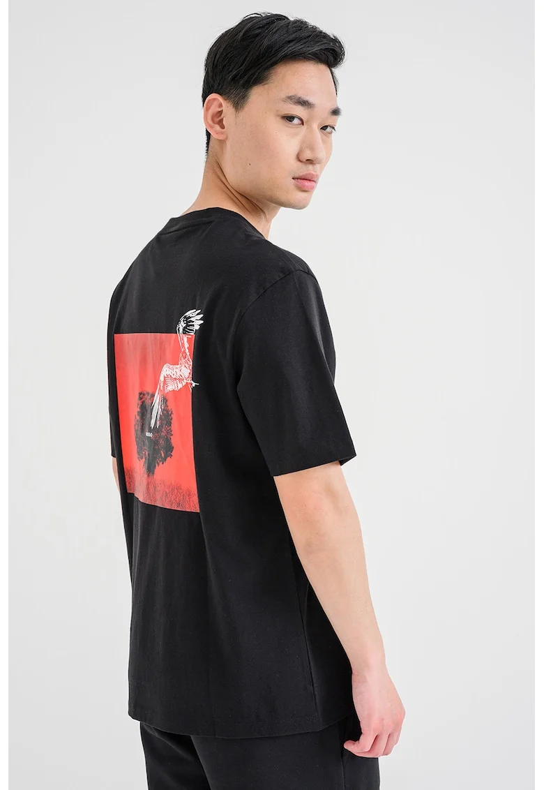 Tricou cu imprimeu grafic pe spate Derlyns, Rosu/Alb/Negru