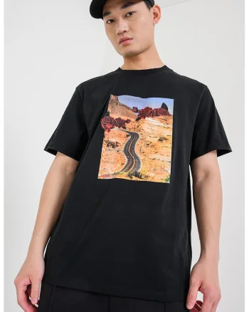 Tricou de bumbac cu imprimeu grafic, Negru