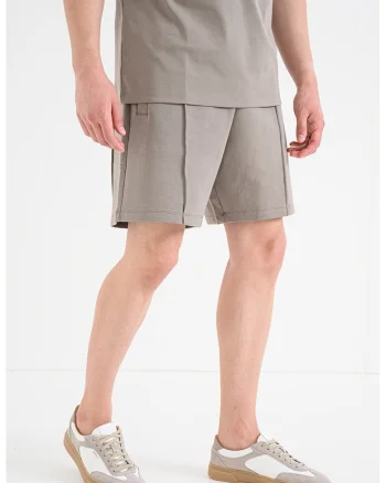 Pantaloni scurti drepti cu pense, Grej