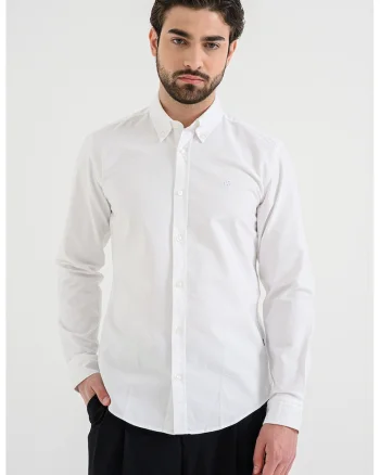 Camasa slim fit cu guler fixat cu nasturi Roan, Alb optic