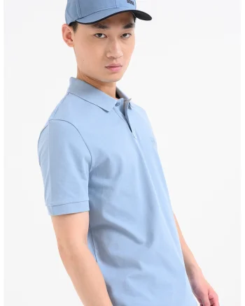 Tricou polo slim fit Passenger, Albastru pastel