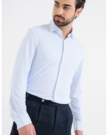 Camasa cu model si maneci lungi, Alb/Albastru indigo