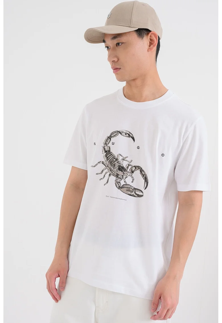 Tricou cu imprimeu grafic Discorb, Negru/Maro taupe/Alb optic