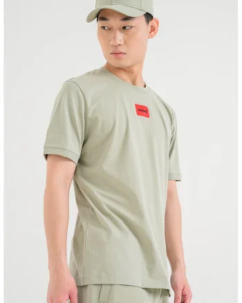 Tricou cu decolteu rotund si logo, Sage Green