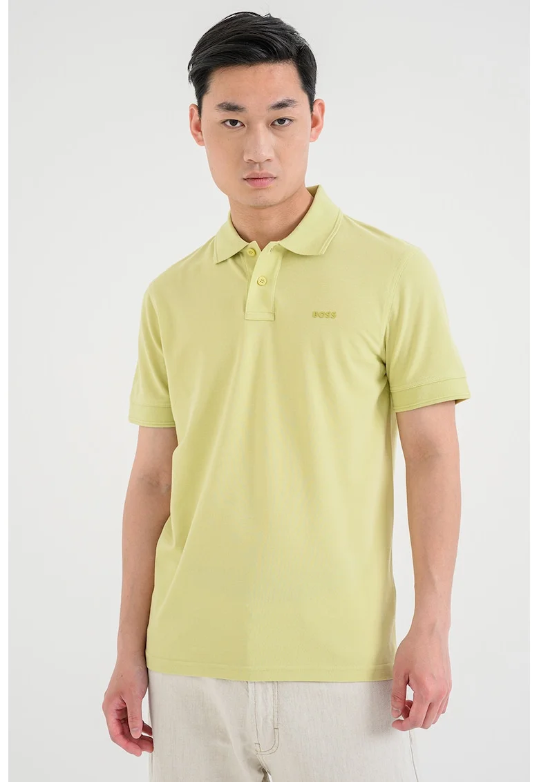 Tricou polo de bumbac pique Prime, Verde lime