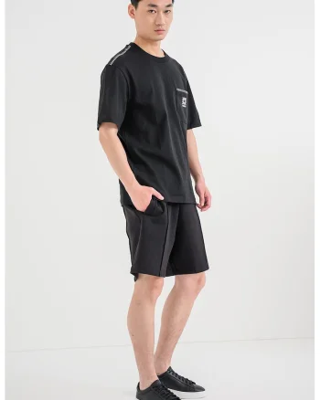 Tricou lejer cu buzunar pe piept Darro, Negru/Alb optic