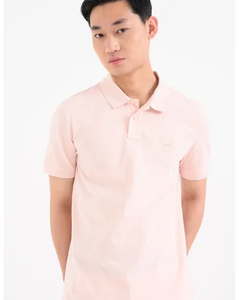 Tricou polo slim fit Passenger, Roz pastel