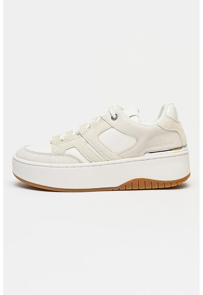 Pantofi sport low-cut din piele ecologica, Alb/Gri deschis