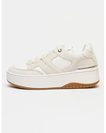 Pantofi sport low-cut din piele ecologica, Alb/Gri deschis