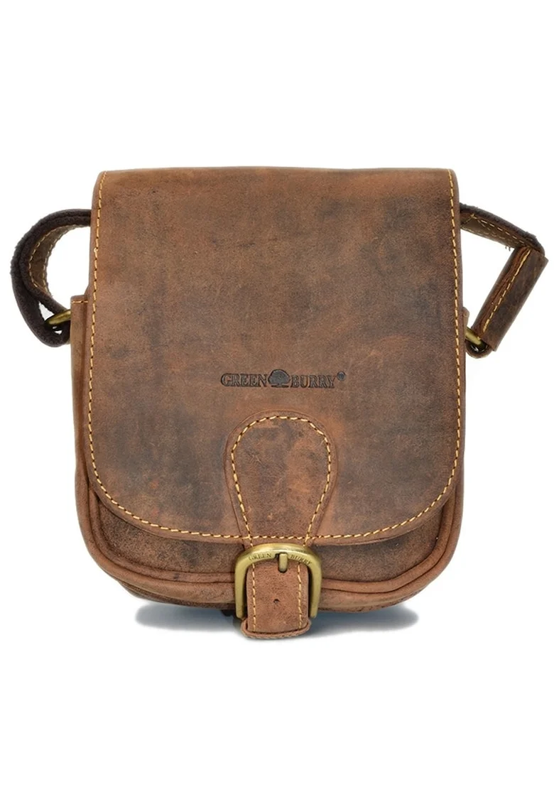 Geanta umar unisex piele naturala maro antichizat 16.5 x 20 x 10 cm, Vintage,  Maro antichizat
