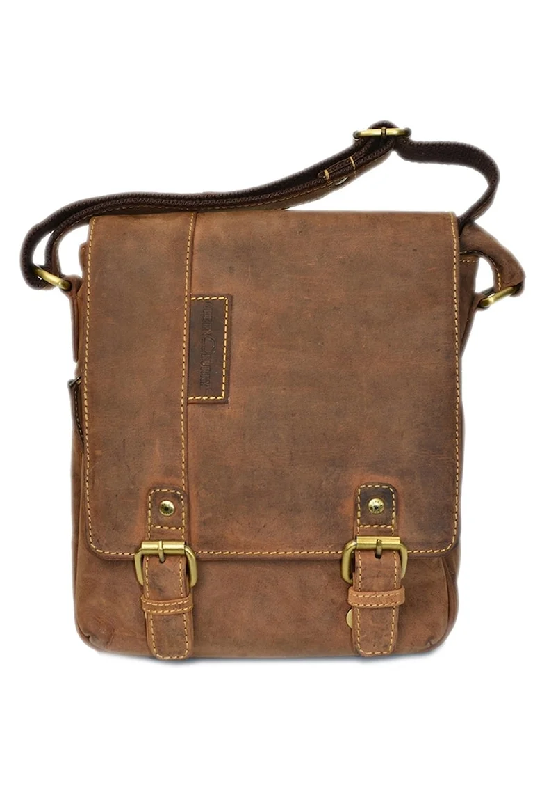 Geanta umar unisex piele naturala maro antichizat 21 x 25 cm (1812-25), Vintage,  Maro antichizat