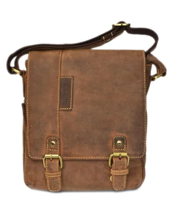 Geanta umar unisex piele naturala maro antichizat 21 x 25 cm (1812-25), Vintage,  Maro antichizat