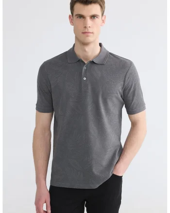 Tricou polo din bumbac, Gri antracit