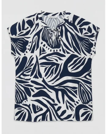 Bluza cu imprimeu floral, Alb/Bleumarin