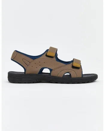 Sandale cu banda dubla cu velcro Steps, Maro deschis