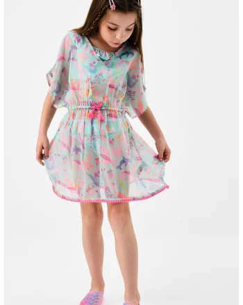 Rochie de plaja cu decolteu in V, Multicolor