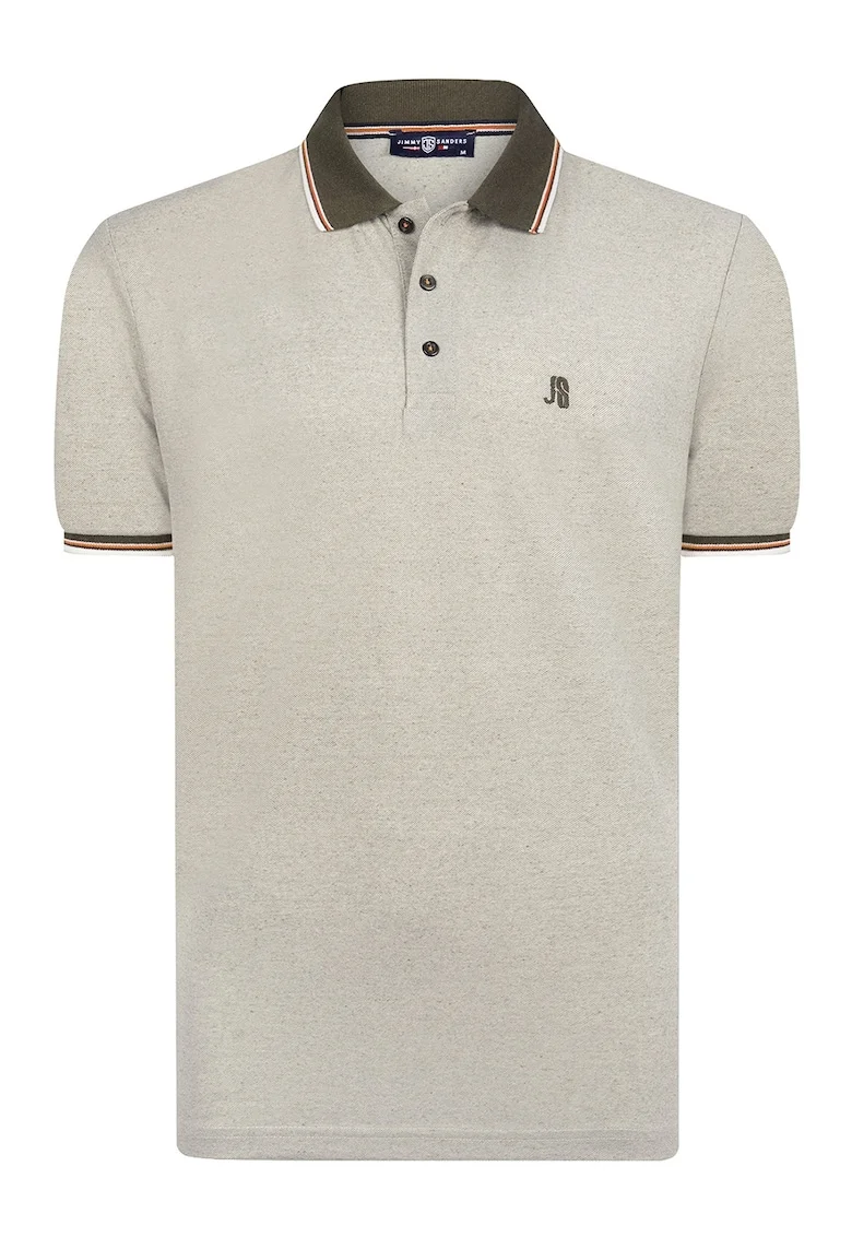 Tricou cu model uni si guler polo, Maro nisip