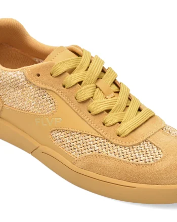 Pantofi sport FLAVIA PASSINI galbeni, 18381, din material textil si piele naturala