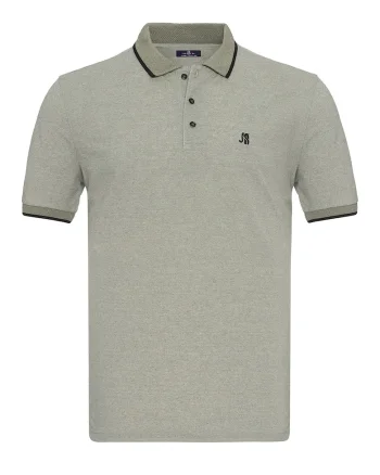 Tricou polo cu logo brodat discret, Grej