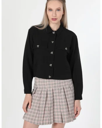 Camasa regular fit cu buzunare pe piept, Negru
