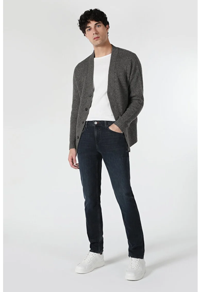 Pantaloni De Barbati AlbastruMarin Straight Fit 044 KARL